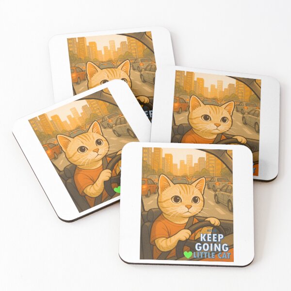 Item preview, A cute tabby cat drives through heavy city traffic  designed and sold by ARTFULDSIGN.