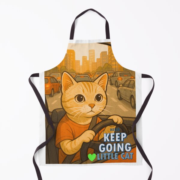 Item preview, A cute tabby cat drives through heavy city traffic designed and sold by ARTFULDSIGN.