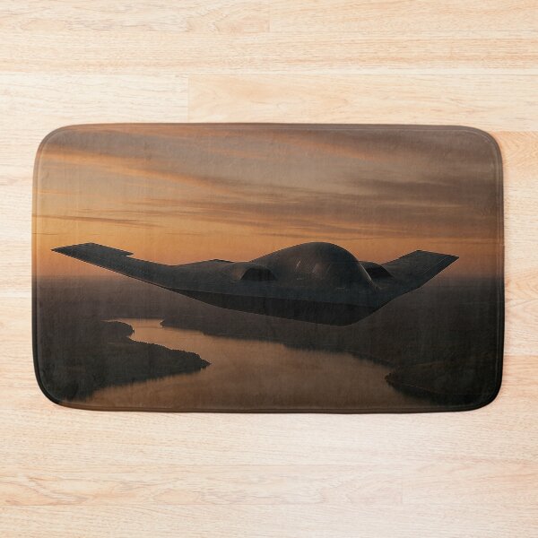 Artikelvorschau, B-2 Spirit Stealth Bomber über dem See zur Goldenen Stunde entworfen und verkauft von Skyframe Aviation.