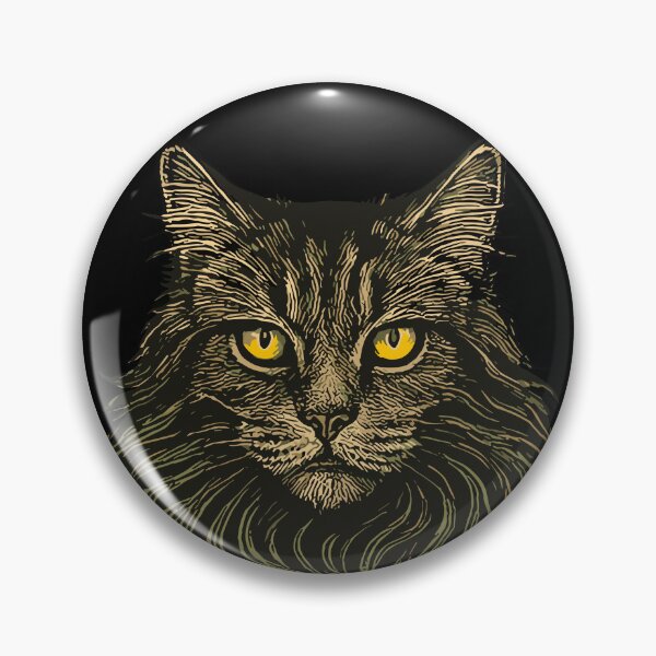 Item preview, Hypnotic Maine Coon Cat with Golden Eyes – Surreal Feline Art designed and sold by SeoulInkSoul.