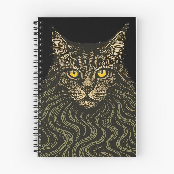 Item preview, Hypnotic Maine Coon Cat with Golden Eyes – Surreal Feline Art designed and sold by SeoulInkSoul.