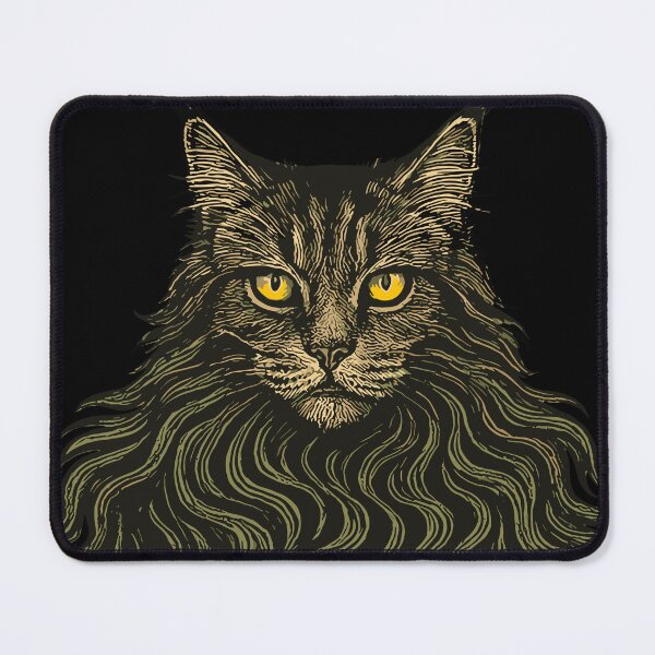 Item preview, Hypnotic Maine Coon Cat with Golden Eyes – Surreal Feline Art designed and sold by SeoulInkSoul.