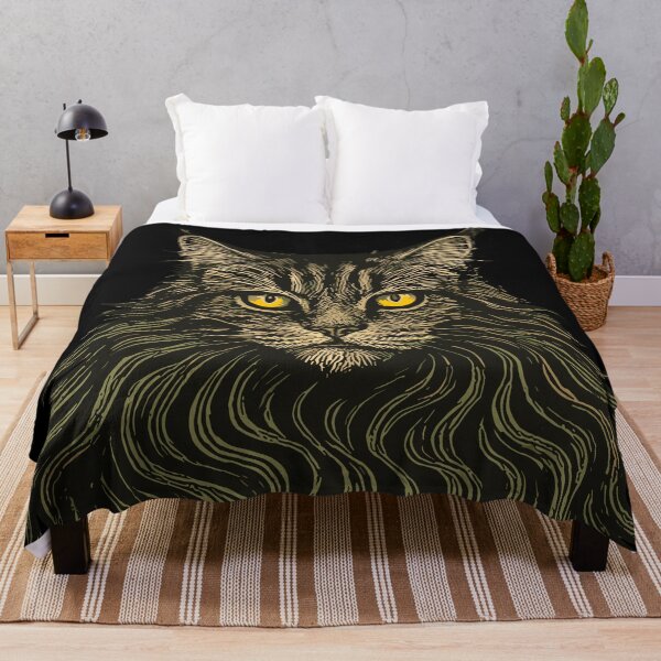 Item preview, Hypnotic Maine Coon Cat with Golden Eyes – Surreal Feline Art designed and sold by SeoulInkSoul.
