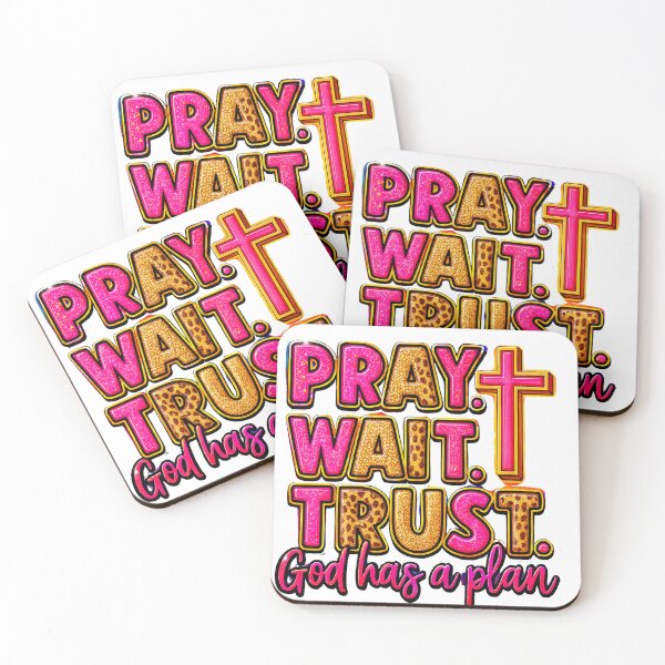 Item preview, Pray Wait Trust – God Has a Plan Christian Leopard Print Faith Quote designed and sold by CharisCreatives.