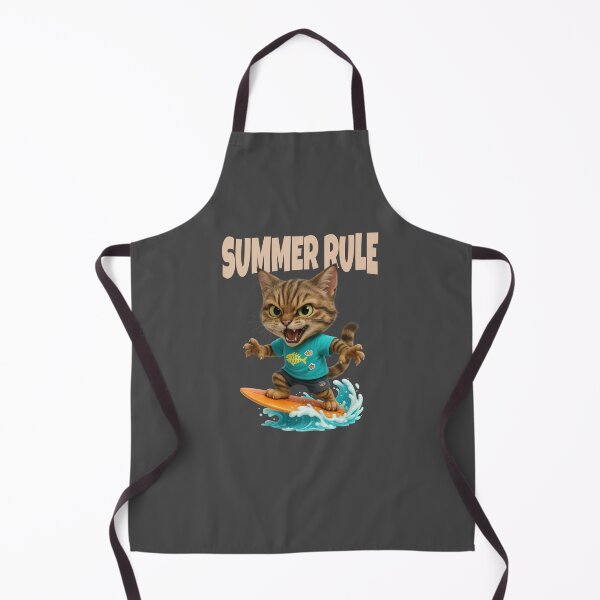 Item preview, Summer Rule Fierce Surfing Tabby Cat in Beach Outfit designed and sold by iamwonderkitty.