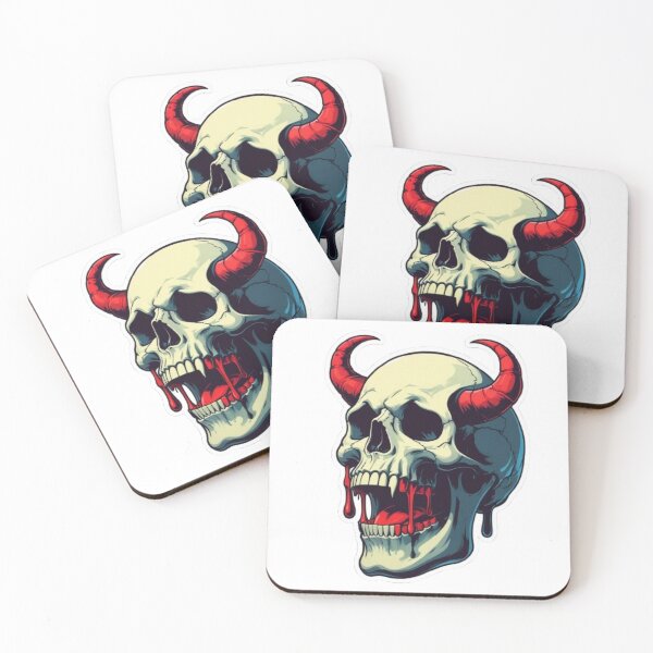 Item preview, Grinning Devil Horn Skull Sticker – Macabre Halloween Art  designed and sold by SkullSpookadi.