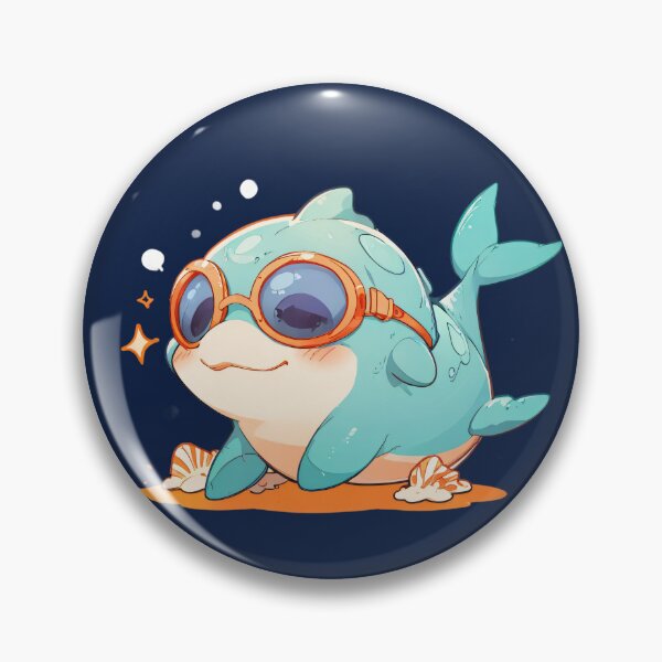 Item preview,  Cute Ocean Explorer – Kawaii Dolphin with Goggles and Seashells designed and sold by KiraChie.