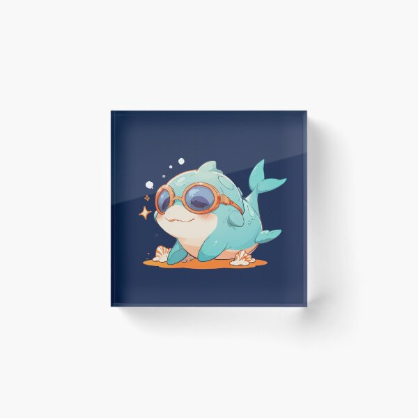 Item preview,  Cute Ocean Explorer – Kawaii Dolphin with Goggles and Seashells designed and sold by KiraChie.