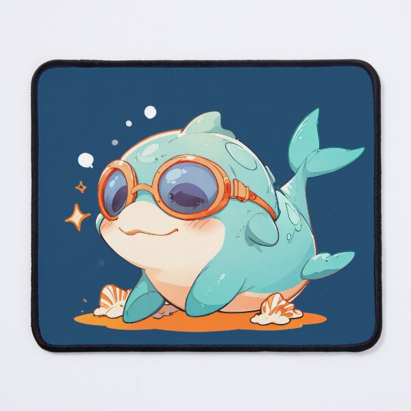 Item preview, Cute Ocean Explorer – Kawaii Dolphin with Goggles and Seashells designed and sold by KiraChie.