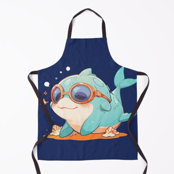 Item preview, Cute Ocean Explorer – Kawaii Dolphin with Goggles and Seashells designed and sold by KiraChie.