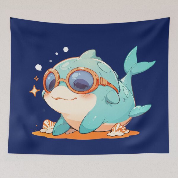 Item preview,  Cute Ocean Explorer – Kawaii Dolphin with Goggles and Seashells designed and sold by KiraChie.