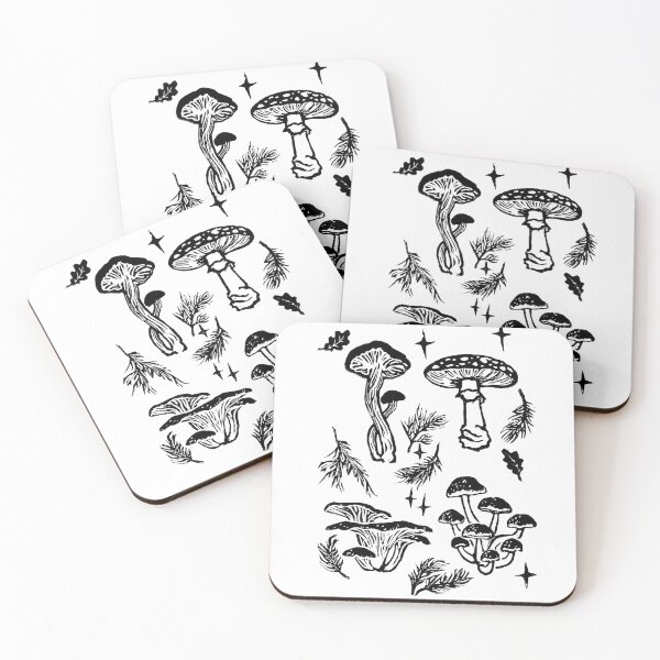 Item preview, Mushrooms Linoprint designed and sold by Threeleaves.