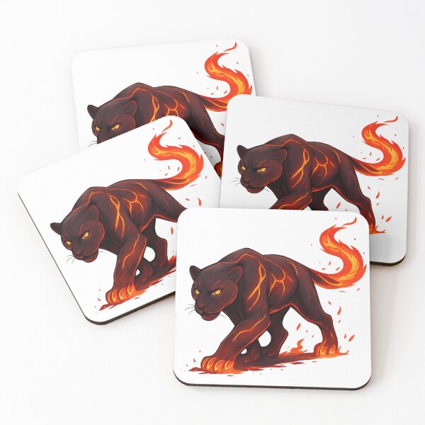 Item preview, Flame Panther – The Ember Stalker | Fire Elemental Cat designed and sold by ElementalBeast1.