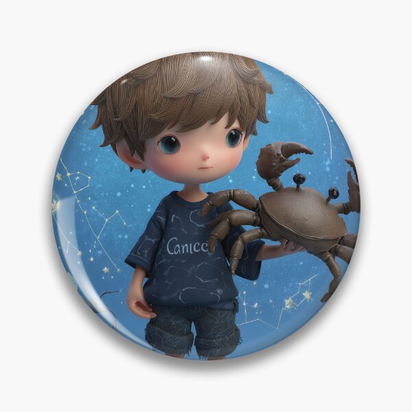Artikelvorschau, Süßer Krebs Sternzeichen Chibi Junge mit Krabbe | Juli Sternzeichen Geschenk entworfen und verkauft von GoldenChiArt.