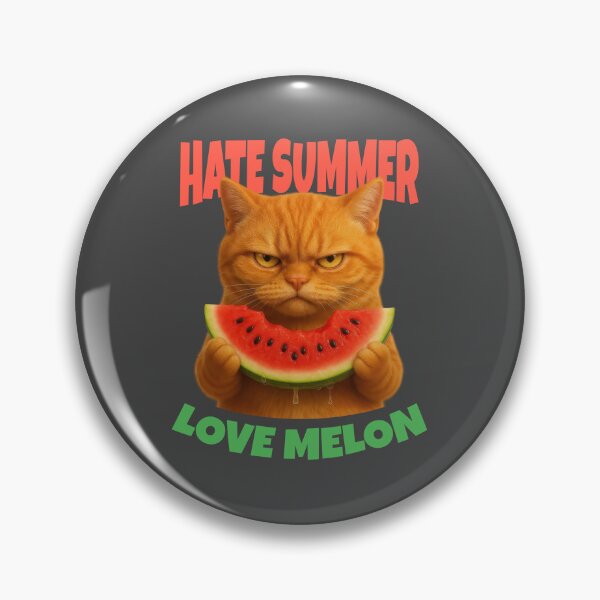 Item preview, Hate Summer Love Melon Grumpy Cat with Watermelon Slice designed and sold by iamwonderkitty.