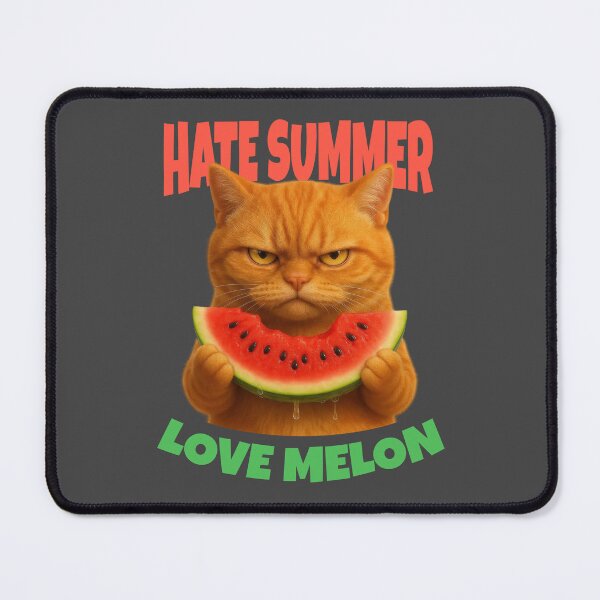 Item preview, Hate Summer Love Melon Grumpy Cat with Watermelon Slice designed and sold by iamwonderkitty.