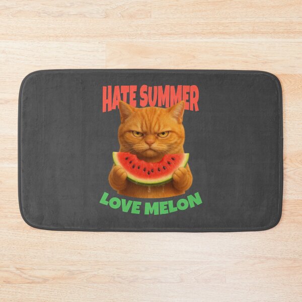 Item preview, Hate Summer Love Melon Grumpy Cat with Watermelon Slice designed and sold by iamwonderkitty.