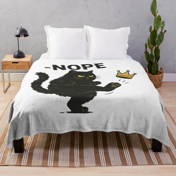 Item preview, No Kings in America Nope, Crown Kicking Cat designed and sold by PugPuppyLife.