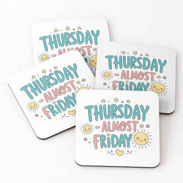 Item preview, Thursday – Almost Friday ? | Kawaii Chill Mood Art Board Print designed and sold by modishwelt.