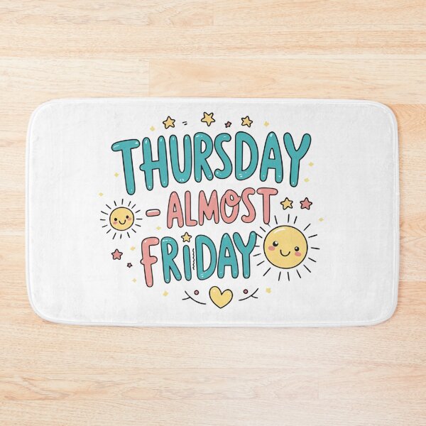 Item preview, Thursday – Almost Friday ? | Kawaii Chill Mood Art Board Print designed and sold by modishwelt.