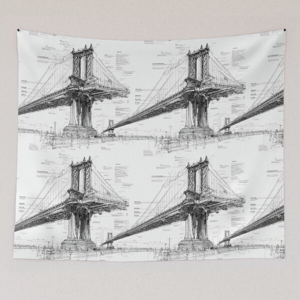 Item preview, Architectural Sketch of a Suspension Bridge Pattern designed and sold by Hunzaly.