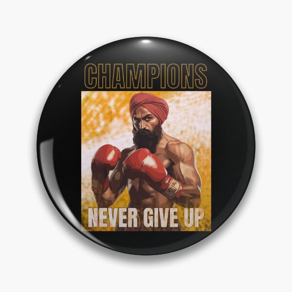 Item preview, CHAMPIONS / NEVER GIVE UP - Singh / Sikh Boxer designed and sold by sarbizzy.