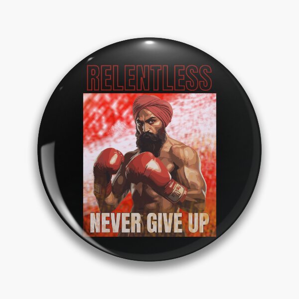 Item preview, RELENTLESS / NEVER GIVE UP - Singh / Sikh Boxer designed and sold by sarbizzy.