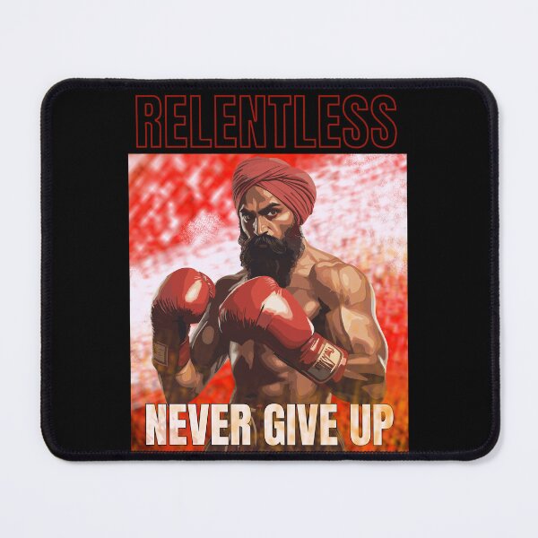 Item preview, RELENTLESS / NEVER GIVE UP - Singh / Sikh Boxer designed and sold by sarbizzy.