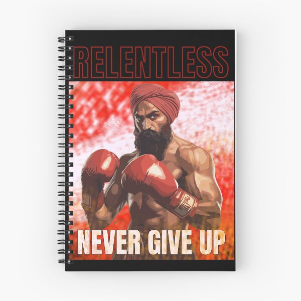 Item preview, RELENTLESS / NEVER GIVE UP - Singh / Sikh Boxer designed and sold by sarbizzy.