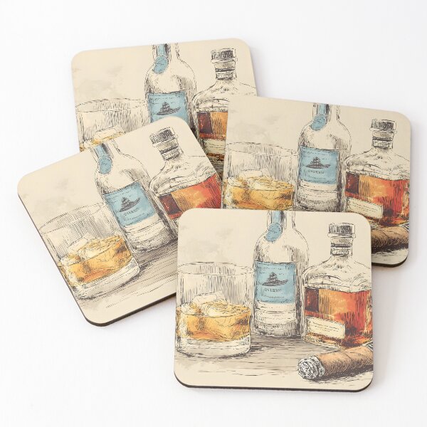 Item preview, Experience Timeless Relaxation - Whiskey Glass, Dual Bottles, and Cigar in a Vintage Setting designed and sold by OlfactoART Studio.