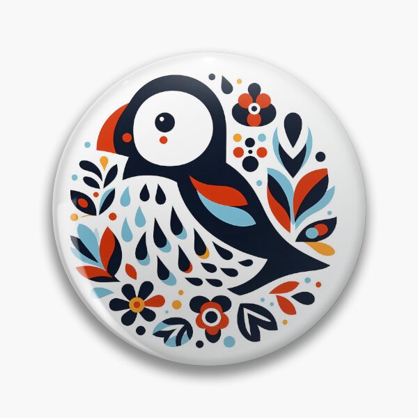 Item preview, Cute Patterned Puffin - Scandinavian Folk Art by heidiannemorris © designed and sold by FOLK ART FUSION by heidiannemorris.