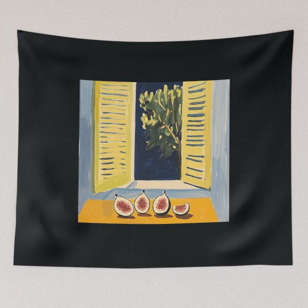 Item preview, Open the Shutters to Color and Calm - Figs on Sunlit Table Framed by Tree and Dark Sky designed and sold by OlfactoART Studio.