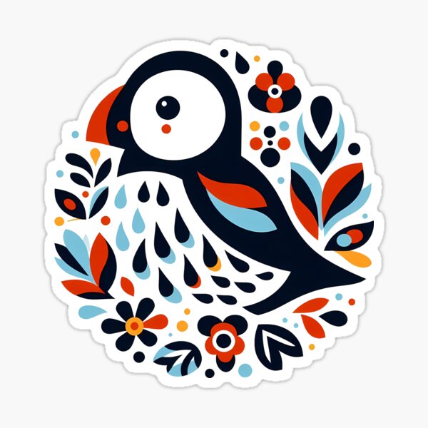 Item preview, Cute Patterned Puffin - Scandinavian Folk Art by heidiannemorris © designed and sold by FOLK ART FUSION by heidiannemorris.