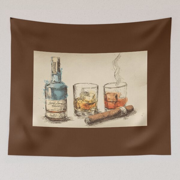 Item preview, Savor Moments of Indulgence - Detailed Still Life with Whisky, Steaming Glass, and Relaxing Cigar designed and sold by OlfactoART Studio.