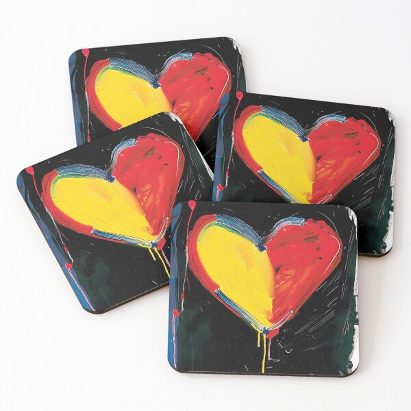 Item preview, Ignite Vibrant Passion - Bold Red and Yellow Heart with Dynamic Drips and Textured Depth designed and sold by OlfactoART Studio.