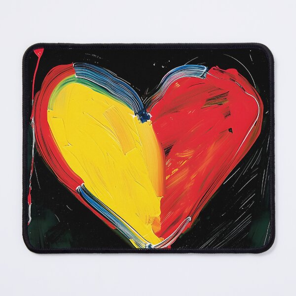 Item preview, Ignite Vibrant Passion - Bold Red and Yellow Heart with Dynamic Drips and Textured Depth designed and sold by OlfactoART Studio.
