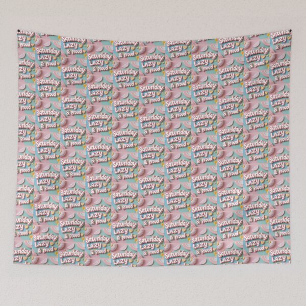 Item preview, Saturday – Lazy & Proud ? | Kawaii Weekend Text Art Board Print designed and sold by modishwelt.