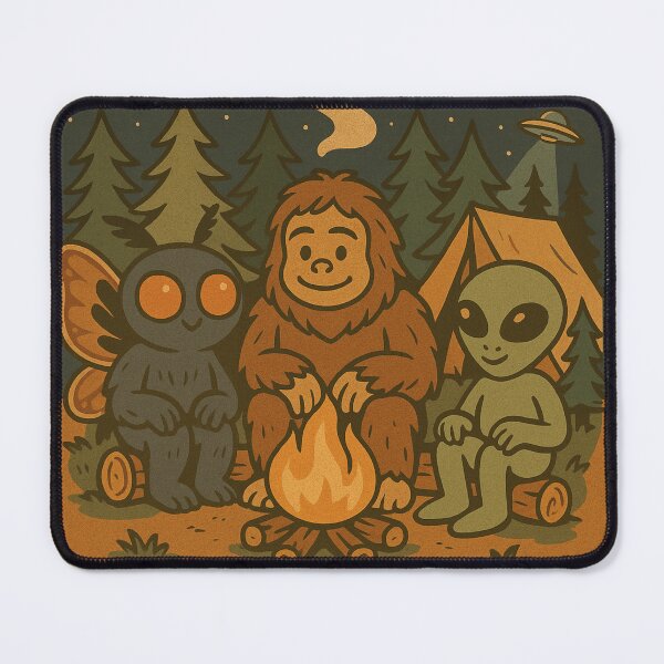 Item preview, Campfire & Conspiracies – Cryptid Camping Crew Art designed and sold by Strange Comforts.