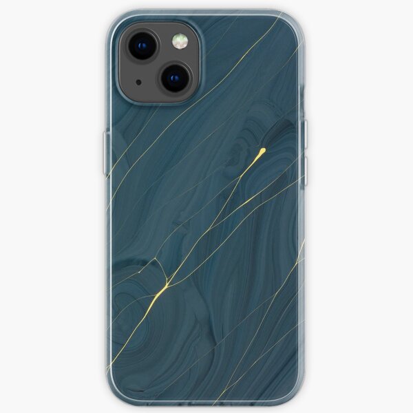 Midnight Blue & Gold Streaks - Iphone & Galaxy Cases iPhone Soft Case