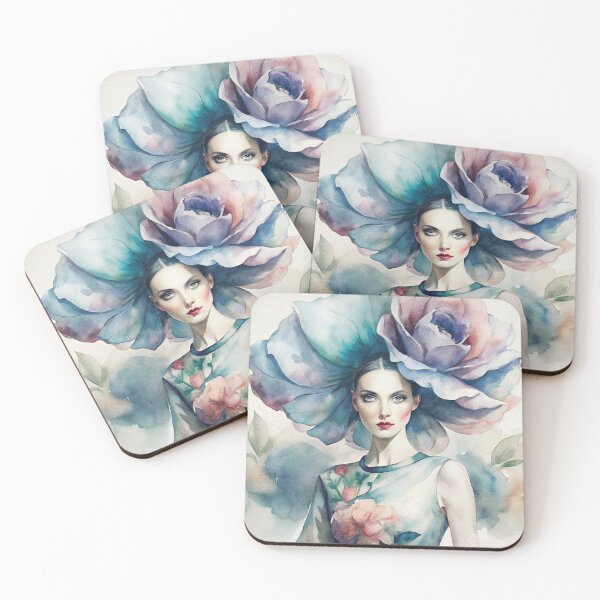 Item preview, “Floral Crown Watercolor Fashion Portrait” designed and sold by joycrysstudio.