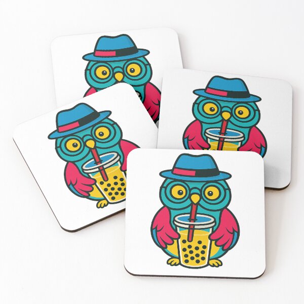Item preview, Bubble tea driniking colorful owl designed and sold by UniqueDesignHub.