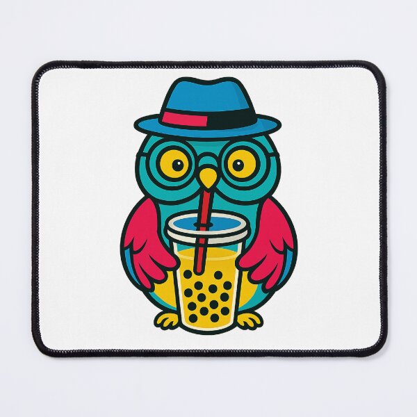 Item preview, Bubble tea driniking colorful owl designed and sold by UniqueDesignHub.