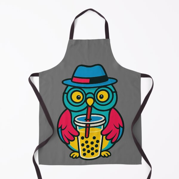 Item preview, Bubble tea driniking colorful owl designed and sold by UniqueDesignHub.