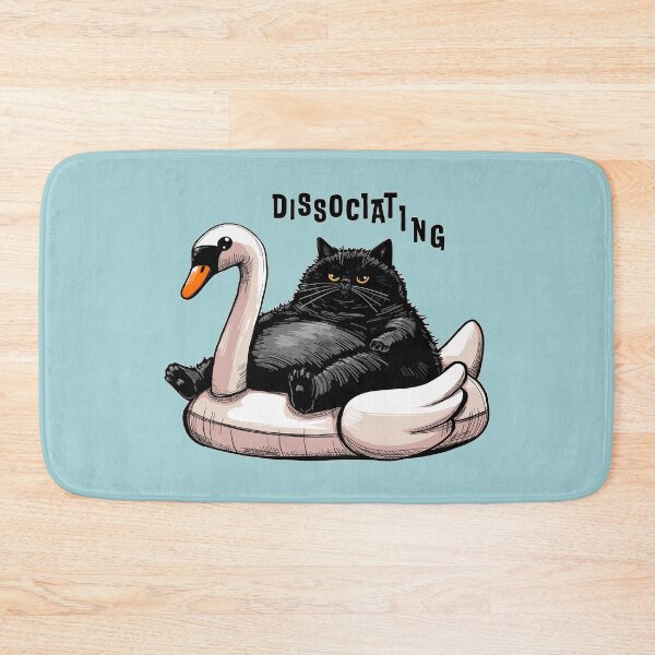 Item preview, Dissociating Chonky Cat on a Swan Floatie designed and sold by KilkennyCat Art.