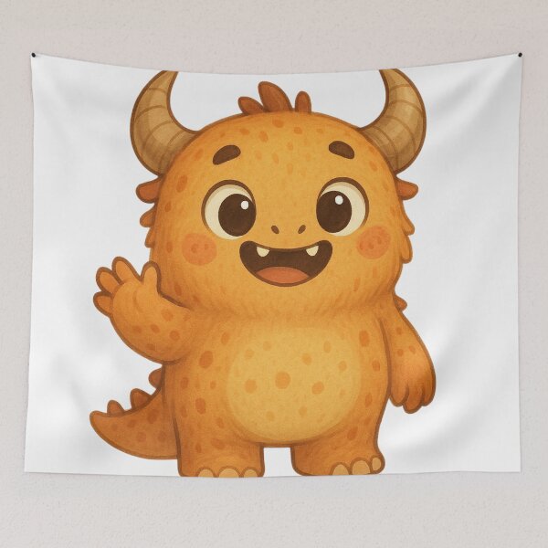 Item preview, Cute Orange Monster Waving | Adorable Cartoon Character designed and sold by MoBoCH.