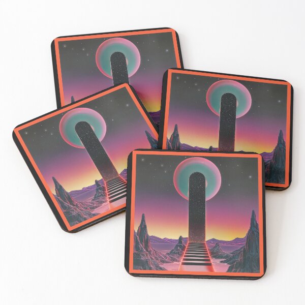 Item preview, A glowing staircase leads toward a monolithic portal framed by vibrant. designed and sold by Absyntart.