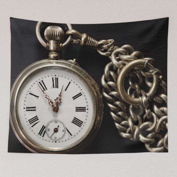 Item preview, Vintage pocket watch with chain on black designed and sold by Photopat.
