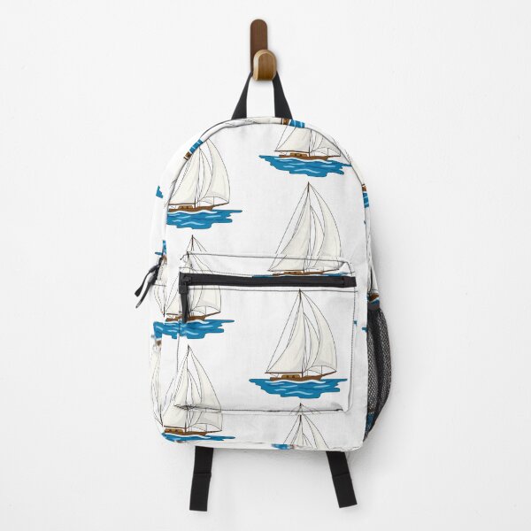 Item preview, Sailing yacht floats on waves. Small ship for recreation and travel. designed and sold by AllaMashycheva.
