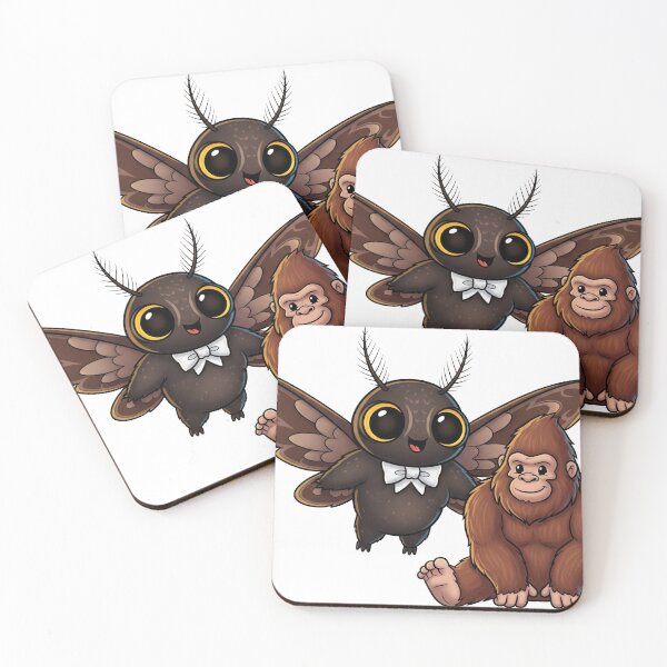 Item preview, Cute Cryptid Friends – Bigfoot & Mothman Art designed and sold by Strange Comforts.