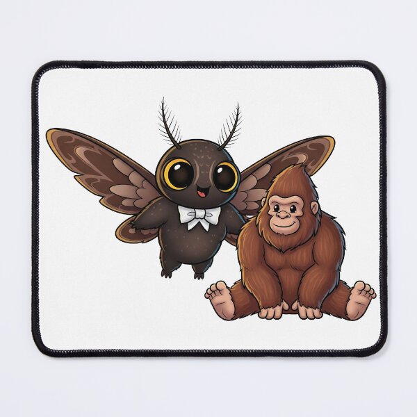 Item preview, Cute Cryptid Friends – Bigfoot & Mothman Art designed and sold by Strange Comforts.